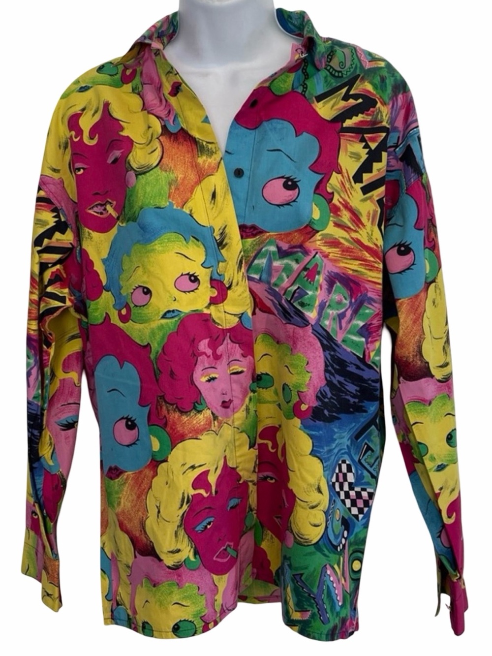 Vintage! 90’s Versace Jeans Couture Andy Warhol Long Sleeve Shirt Small - Picture 1 of 11